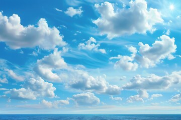 Blue sky with clouds above the sea