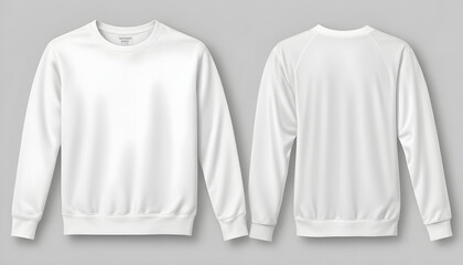Set of white front and back view tee sweatshirt sweater mockup 8