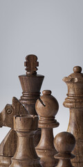 Wooden chess pieces and blank copy space