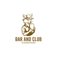 Fox and beer logo vector illustration