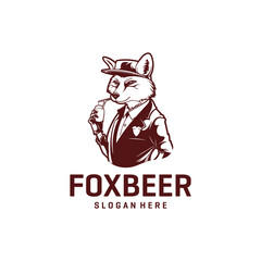 Fox and beer logo vector illustration
