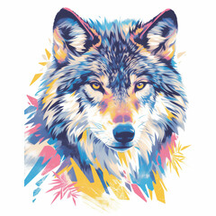 Naklejka premium Wolf creative illustration badge for t-shirt design. Animal wolf concept poster design. Digital artistic artwork raster bitmap illustration. Graphic design art. 