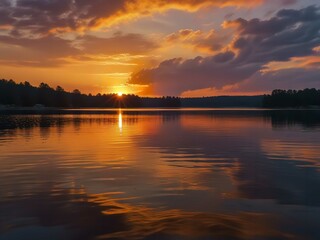 Fototapeta premium sunset over a lake