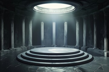 Podium in Ancient greek mythology style interior design - Ai. Beautiful simple AI generated image in 4K, unique.