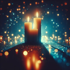  A single candle in warm light