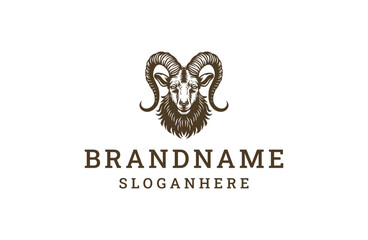 Fototapeta premium Head goat style logo icon design template flat vector