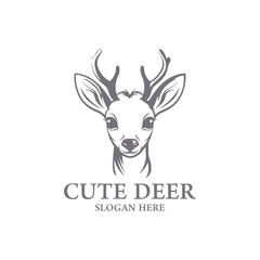 Cute deer, animal logo vector illustration
