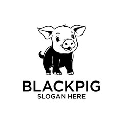 Black pig logo vector illustration