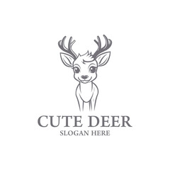 Cute deer, animal logo vector illustration
