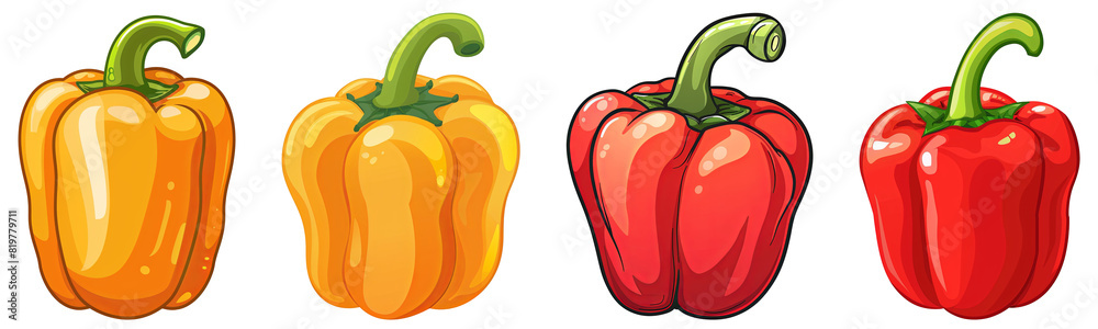 Wall mural bell pepper, png set, collection, illustration