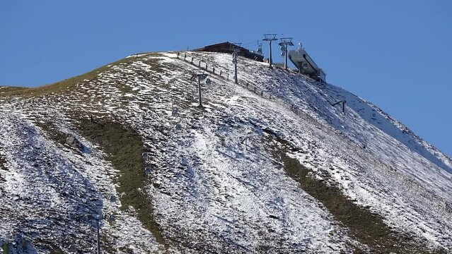 Telecommunication towers in the snowy mountains in Fiss