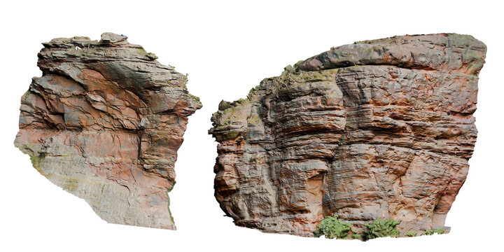 Isolated PNG cutout of a cliff on a transparent background, ideal for photobashing, matte-painting, concept art