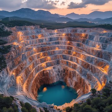 Panoramic drone view of Kaz Mountains Mount Ida gold mine Deforestation of the mountain in Canakkale / Turkey Gold mine from above Please provide high-resolution