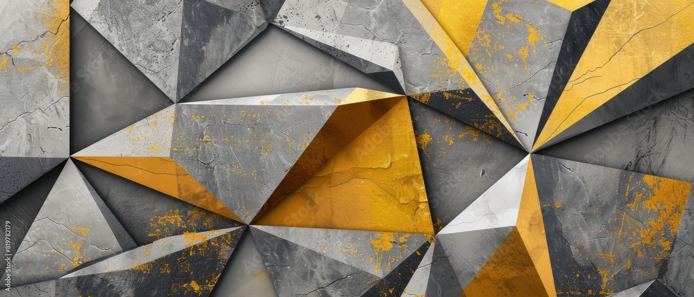 Poster grey and yellow geometric background with japanese pattern modern.