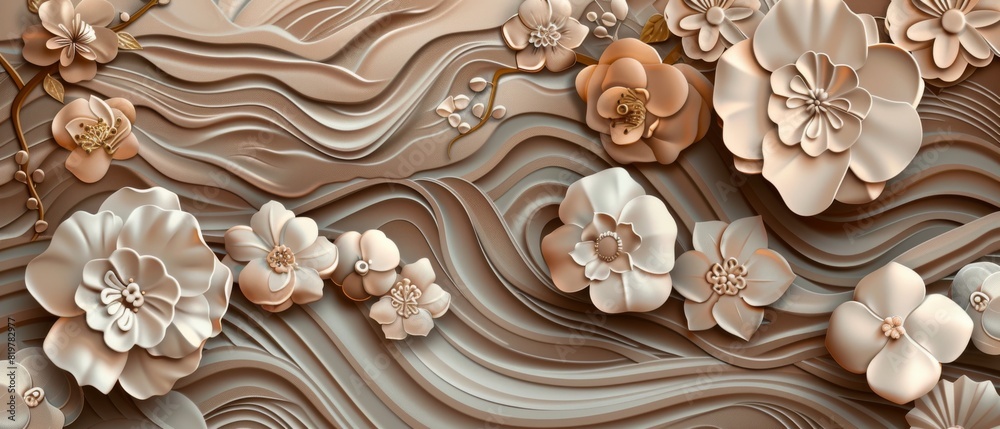Poster the japanese background template has a flower pattern modern.