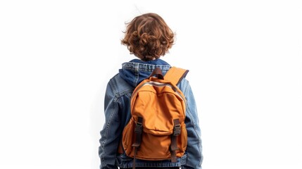 A smiling little girl with a black backpack and hat walks to school on a winter day