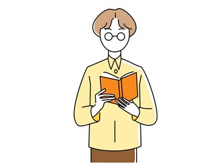 立って本を読んでいる人