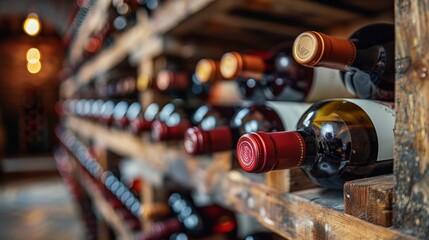 The wine cellar, a gallery of bottled artistry, echoes the quiet hum of time as it nurtures the promise within the glass vessels.