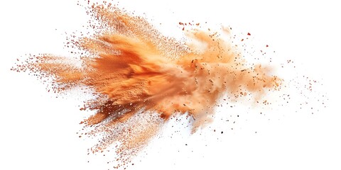 Explosive Burst of Orange Powder, Dynamic Abstract Art on a White Background
