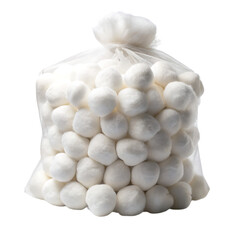 bag of cotton balls on transparent background