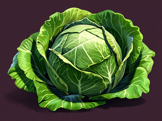 Fototapeta premium Fresh Green Cabbage close up generative AI.