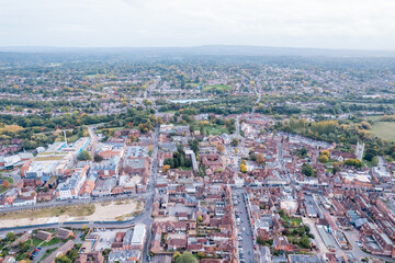 beautiful aerial view of Farnham, South England, Surrey, United Kingdom