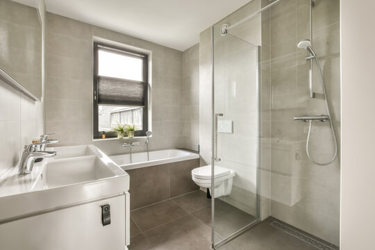 Modern bathroom interior with sleek design