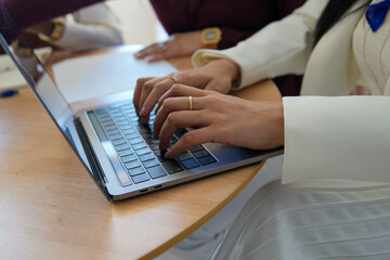 Women collaborating on a project while working from home
