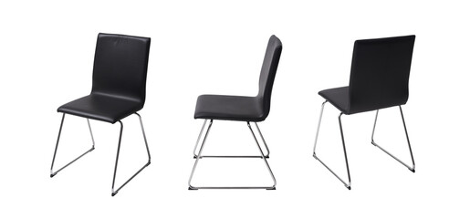 Elegant black chair at different angles