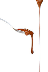 flowing chocolate on a spoon