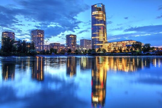 MOL Campus at night, Budapest, Hungary