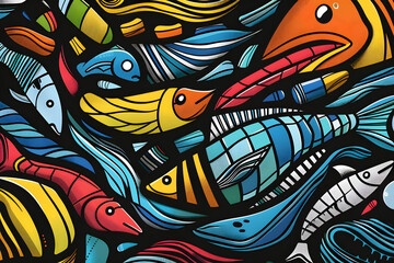 Fish color art pattern