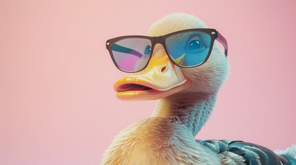 Creative Animal Concept: Duck in Sunglasses

