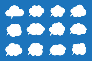 Thought bubble icon, thinking cloud icon for apps and websites. Set of speech bubbles. Speak bubble text, cartoon chatting box, message box.	