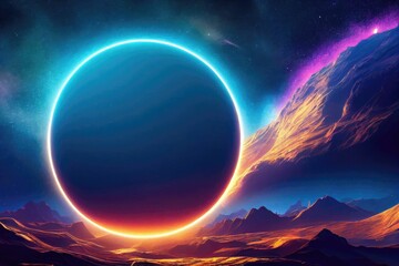 Abstract cosmic background with lights and a sphere