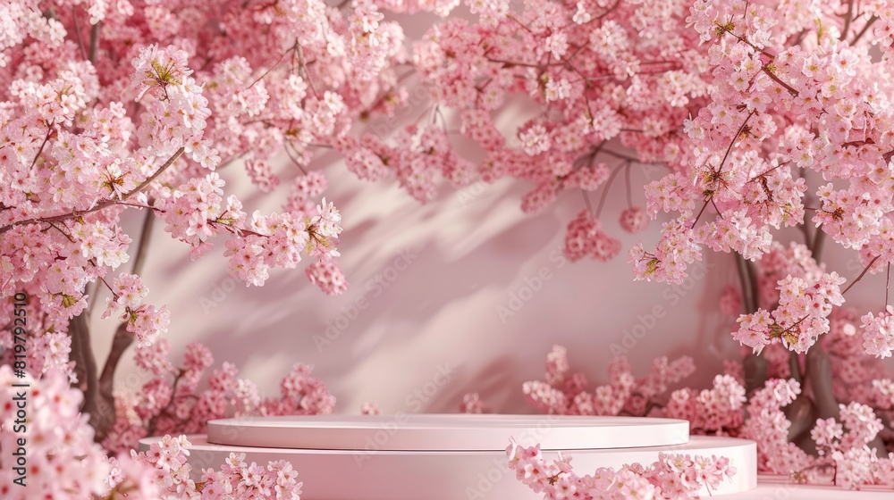 Aufkleber the backdrop is natural beauty with a sakura cherry blossom tree in full bloom in spring. a 3d rende