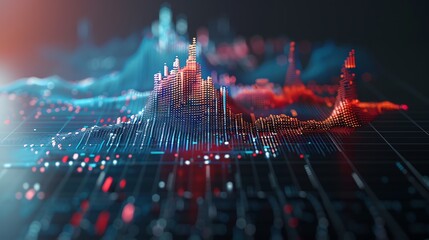 Capture the essence of Financial Trends with a spine-chilling twist Visualize a minimalist, horror-themed graph on a tilted angle Think sleek, modern, and haunting