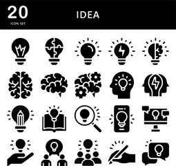 いろいろな電球　テクノロジー　発見　アイデア　アイコンセット