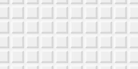 Grid of beveled offset white cube boxes or block background wallpaper banner flat lay top view from above