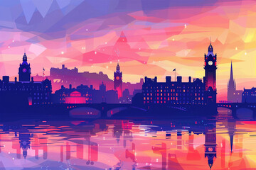 Glasgow city vector skyline illustration