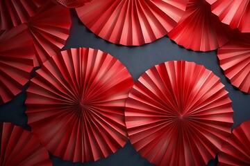 An image of red paper fans, high quality, high resolution