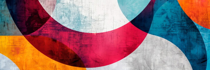 abstract design featuring a swirling arc that forms a narrative panel.