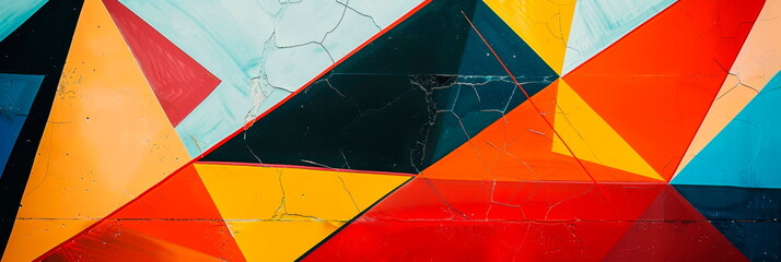 Fototapeta premium Geometric patterns with bold colors and sharp lines, offering a modern and stylish aesthetic.