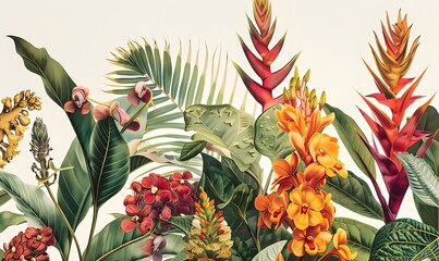 Obraz premium botanical illustrations showcasing plant diversity, Generative AI
