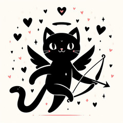 a black cat Cupid overflowing with love!