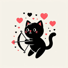 a black cat Cupid overflowing with love!