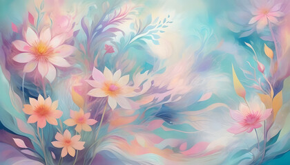 Floral Symphony, A Dance of Colors in Blue and pink