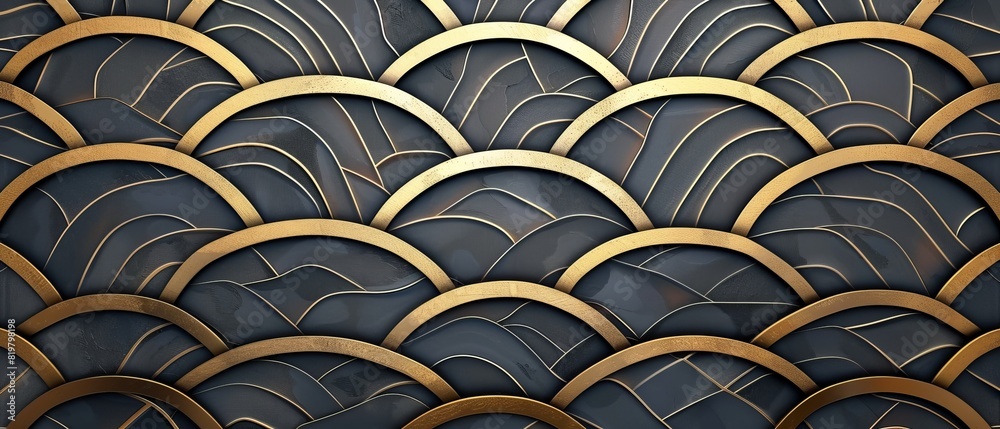 Poster the japanese pattern modern features a gold geometric background with a painting brush graphic style