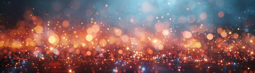 Obraz premium A blurry image of a cityscape with bright orange and blue lights