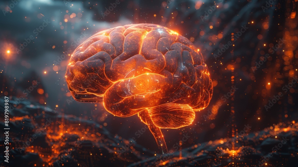Leinwandbilder concept of technology advancement with binary brain theme, sci-fi theme